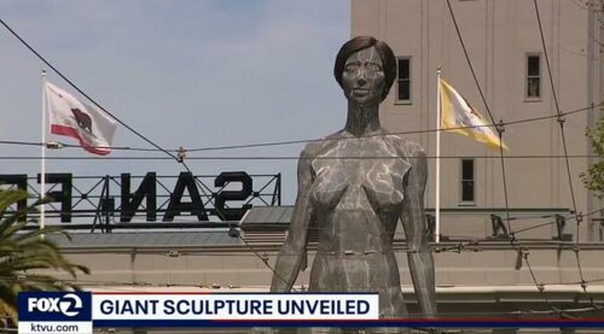  embarrassed reaction to new 45 foot naked woman statue in san francisco