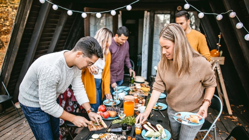 Friends gathering for a meal