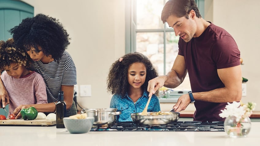 family cooking together