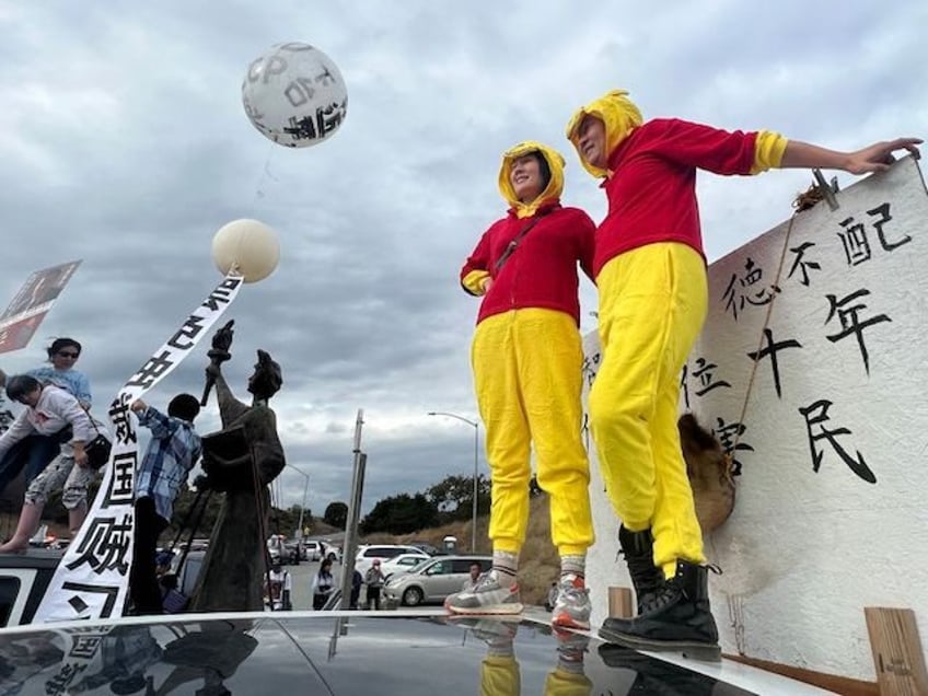 People demonstrate against Chinese President Xi Jinping as he meets with US President Joe Biden on November 15, 2023, in Woodside, California, during the Asia-Pacific Economic Cooperation (APEC) Leaders' Week . Biden and Xi will try to prevent the superpowers' rivalry spilling into conflict when they meet for the first …