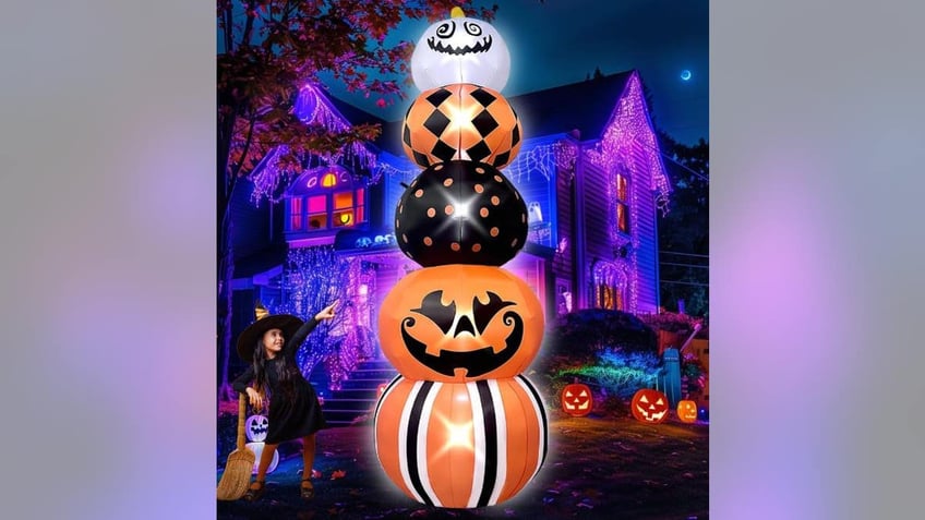 Go big with an inflatable pumpkin stack.