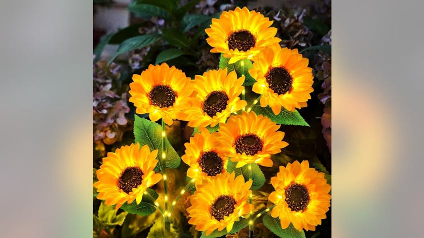 Sunflower lights are great additions to any yard. 