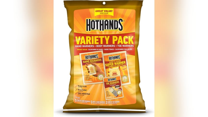 A variety pack of HotHands hand warmers helps you maintain a good grip between swings.