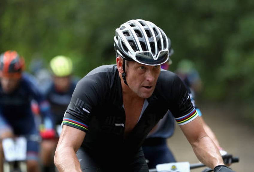 Lance Armstrong of the United States competes in Day 1 of the La Ruta de Los Conquistadores on November 1, 2018 in Jaco, Costa Rica. La Ruta de Los...