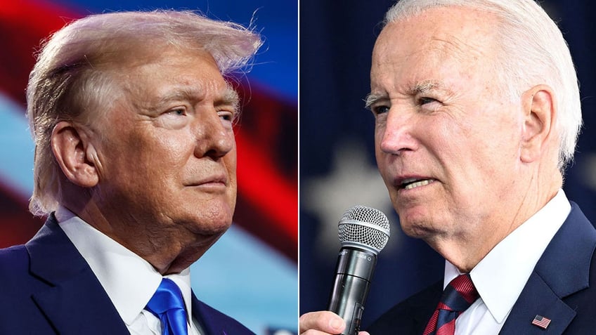 Trump and Biden split image