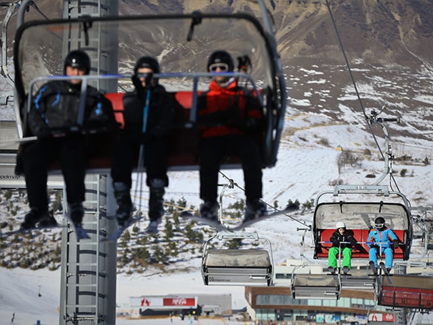 People enjoy their time as they do winter sports at Shahdag ski resort during winter seaso