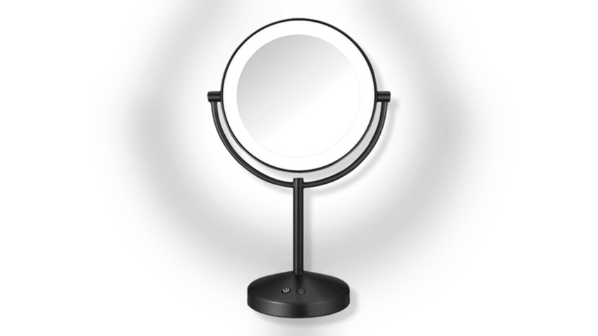 This mirror helps you carefully apply your makeup. 