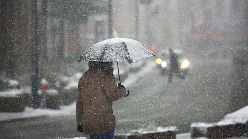 Man walking in the snow