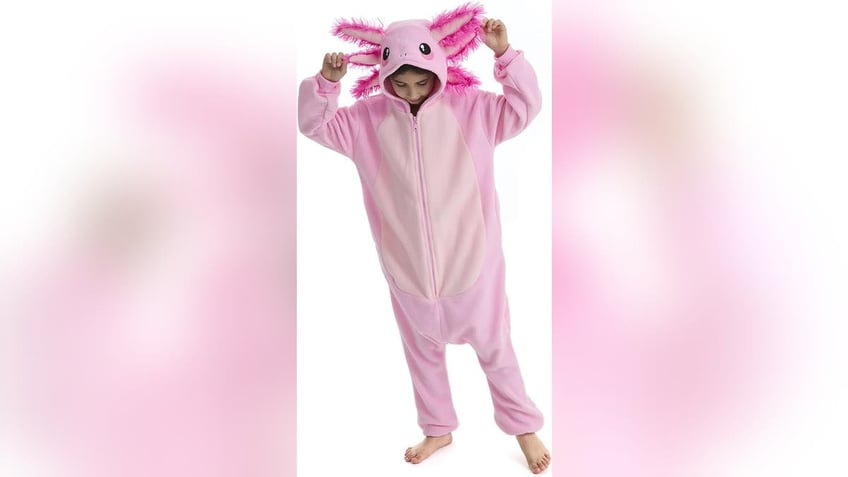 An axolotl onesie is a cute costume for those who want to avoid the scary look this year. 