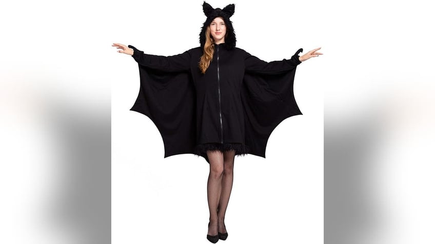 Stay warm while looking cute in this bat dress costume. 