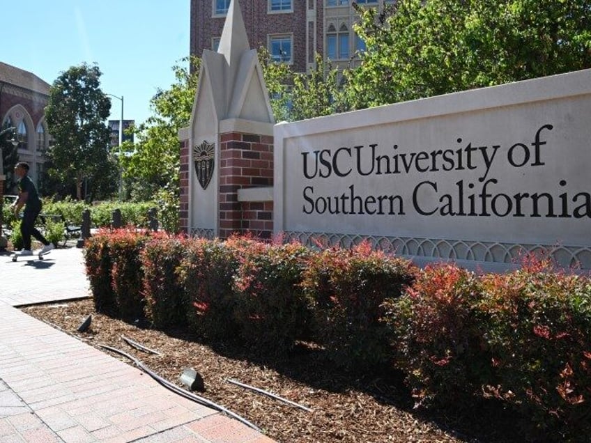 Students are seen on campus at the University of Southern California (USC) in Los Angeles,