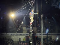 1st generation circus performer breaks Guinness World Record every show with unicycle 34.6 feet tall