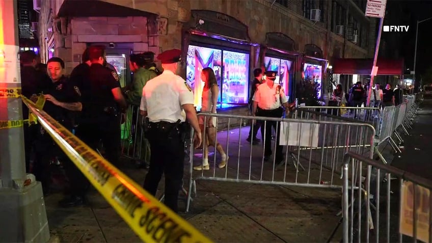 Caution tape near stonewall