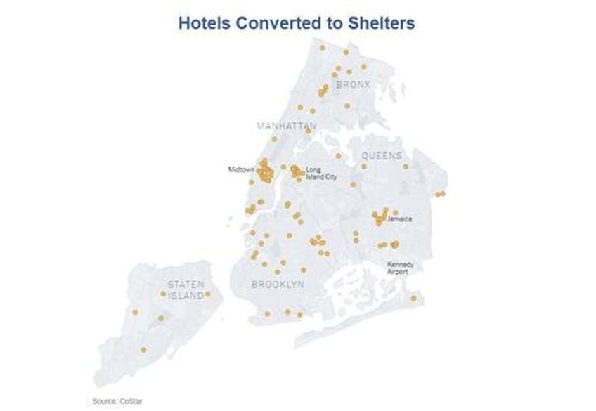 20 of new york city hotels are now migrant shelters