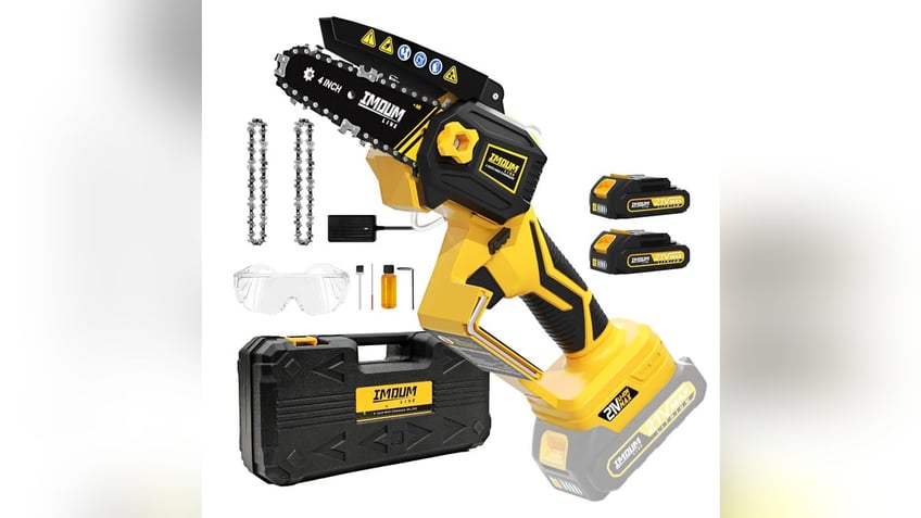 Take care of logs with ease using a cordless drill. 