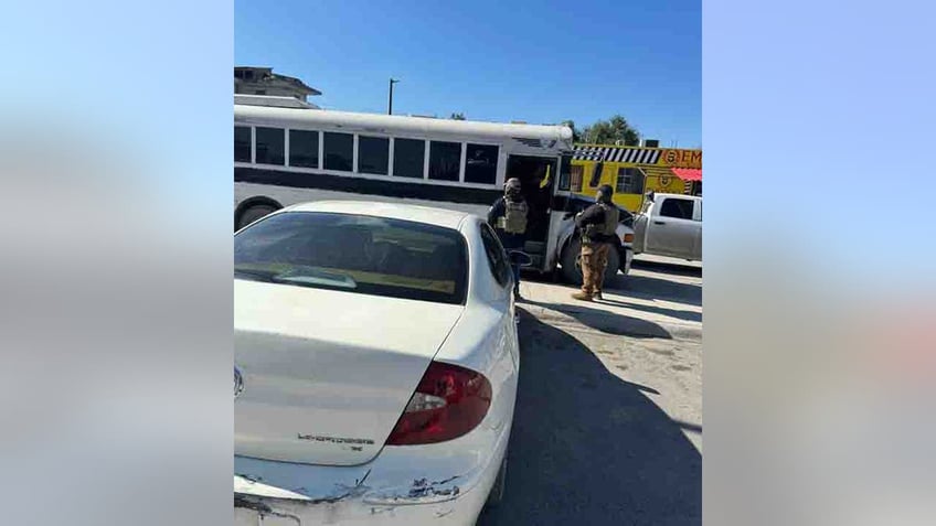 Mexican police outside bus