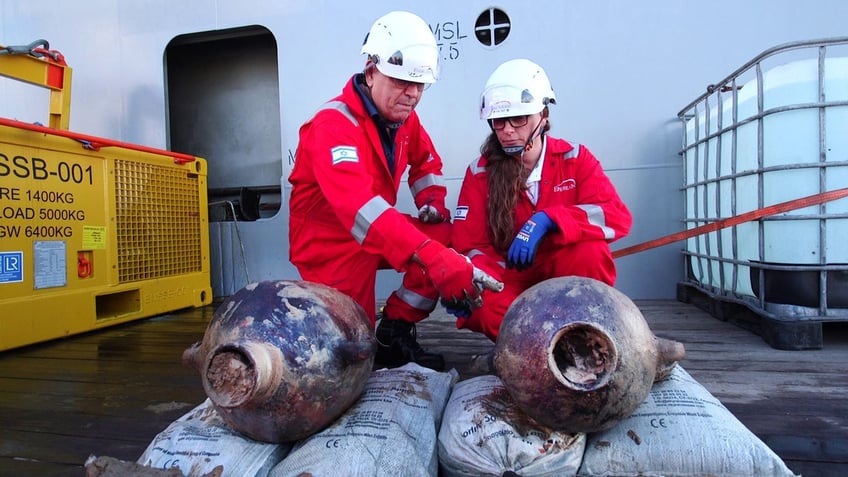 Jugs recovered from ancient shipwreck near Israel