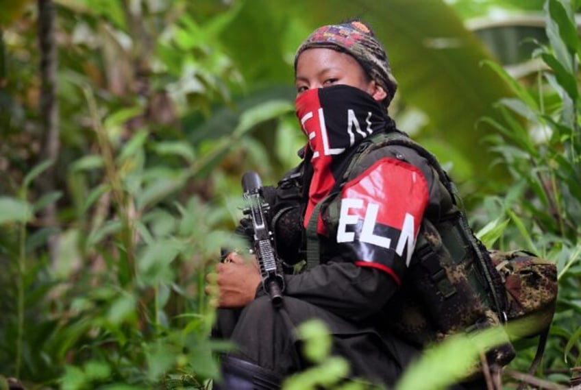 A member of Colombia's National Liberation Army (ELN) guerilla group near the Baudo river