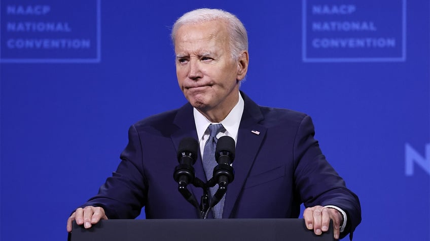 President Joe Biden addresses the NAACP