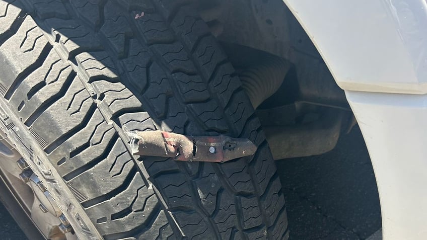 tire punctured by nail device