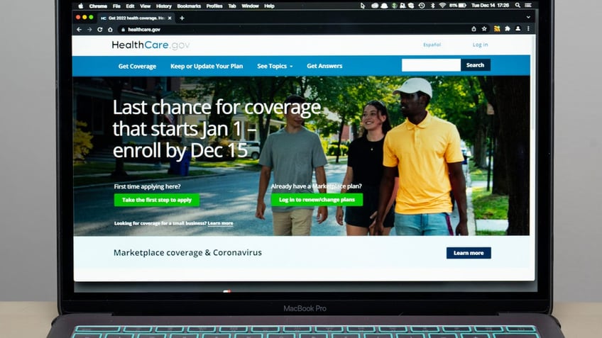 The healthcare.gov website is seen on Dec. 14, 2021, in Fort Washington, Md.