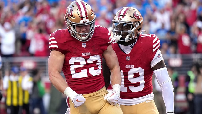 Christian McCaffrey celebrates touchdown