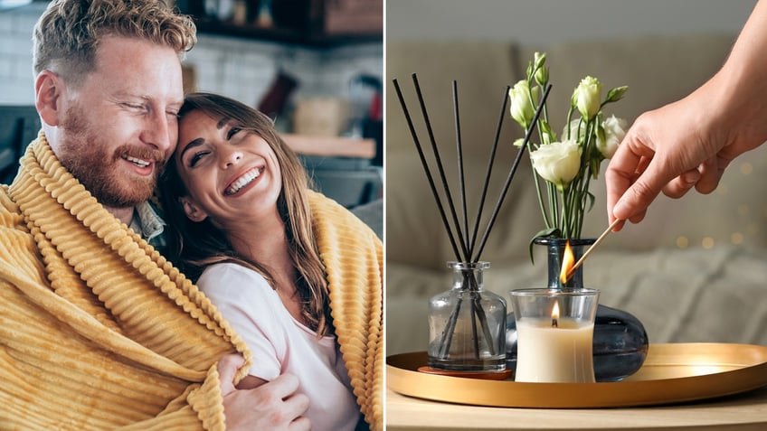 cozy blanket and smelly candle relaxing split