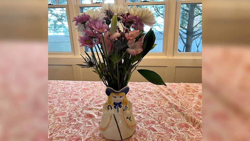 flowers in a unique vase