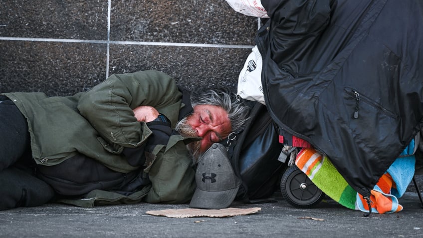 Homeless individual sleeping