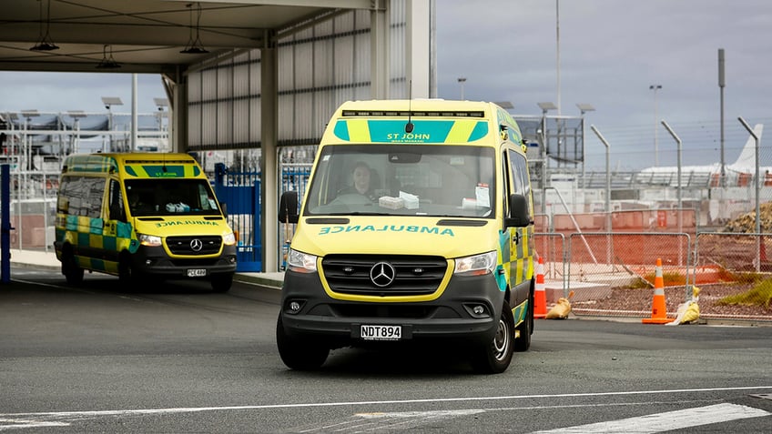 Ambulances leaving airport