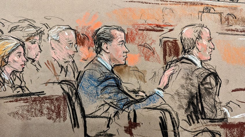 A court sketch depicts the verdict being read during Hunter Biden’s federal trial in Wilmington, Delaware