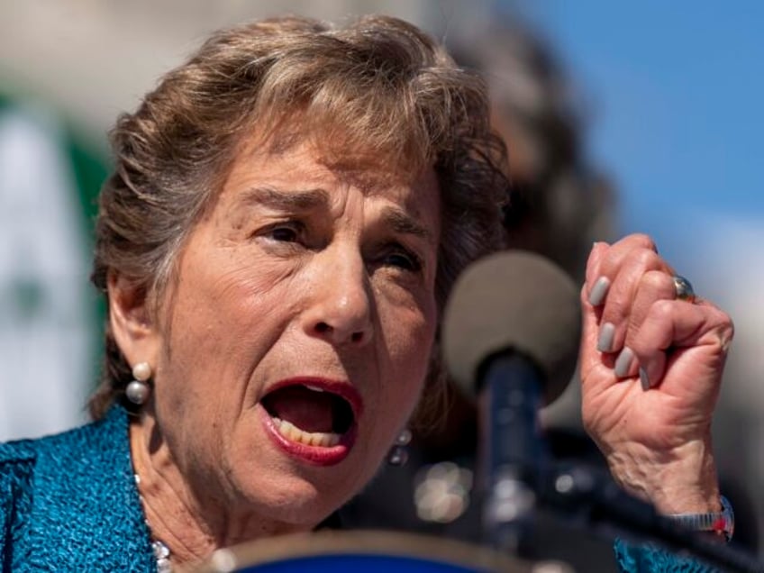 FILE - Rep. Jan Schakowsky, D-Ill., speaks at a rally on Capitol Hill in Washington, Sept.