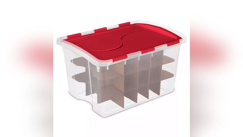 This storage box from Home Depot includes corrugated dividers.