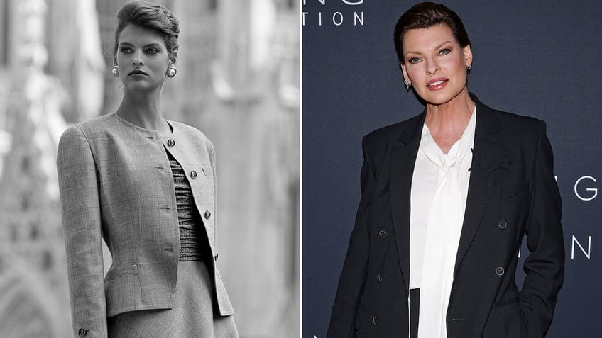 Linda Evangelista then and now split