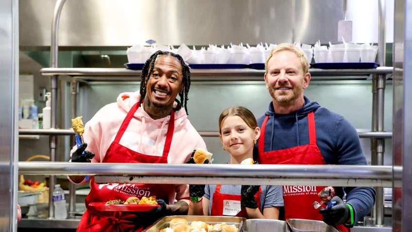 Nick Cannon, Penna Mae Ziering and Ian Ziering