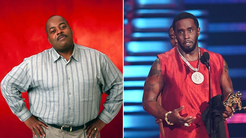 Reginald VelJohnson from Family Matters next to a photo of Diddy