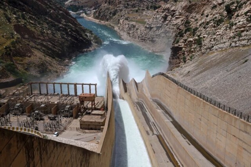 The resevoir of the Darbandikhan dam in northeastern Iraq is almost full, with heavy rains