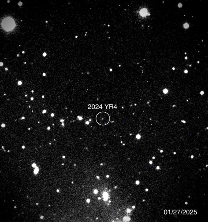 This handout picture provided by NASA shows asteroid 2024 YR4, which scientists say has a