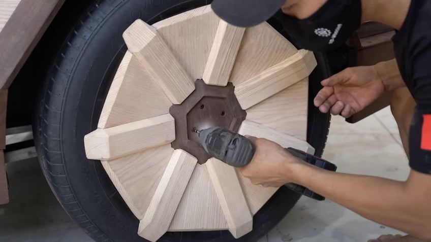 a diy version of teslas cybertruck made out of wood