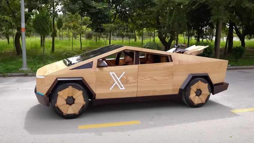 a diy version of teslas cybertruck made out of wood