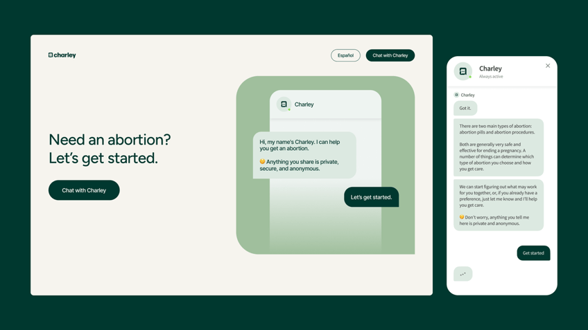 abortion chatbot charley helps women end their pregnancies lets get started