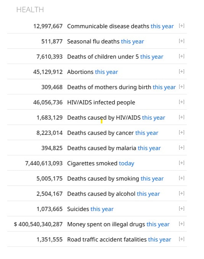 Causes of deaths in 2024 by Worldometer.