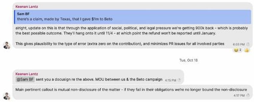 about that time sbf accidentally gave beto orourke 1 million in stolen customer funds