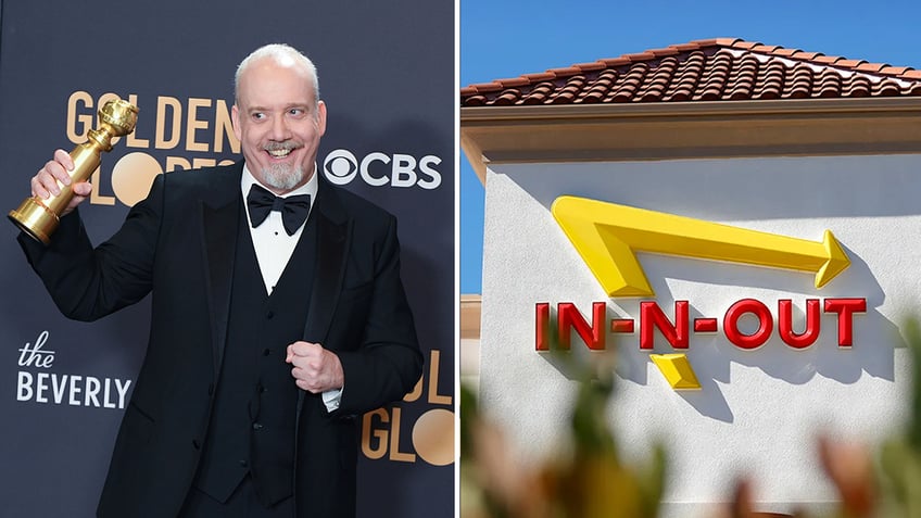 side by side of Paul Giamatti and In-N-Out store front