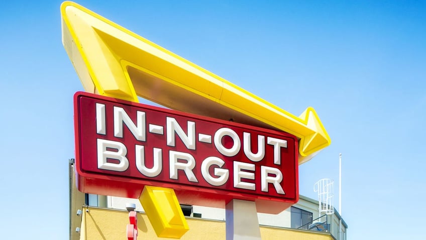 San Francisco In-N-Out burger sign with parked bicycles