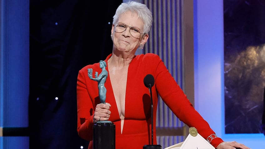 SAG Award winner Jamie Lee Curtis on stage