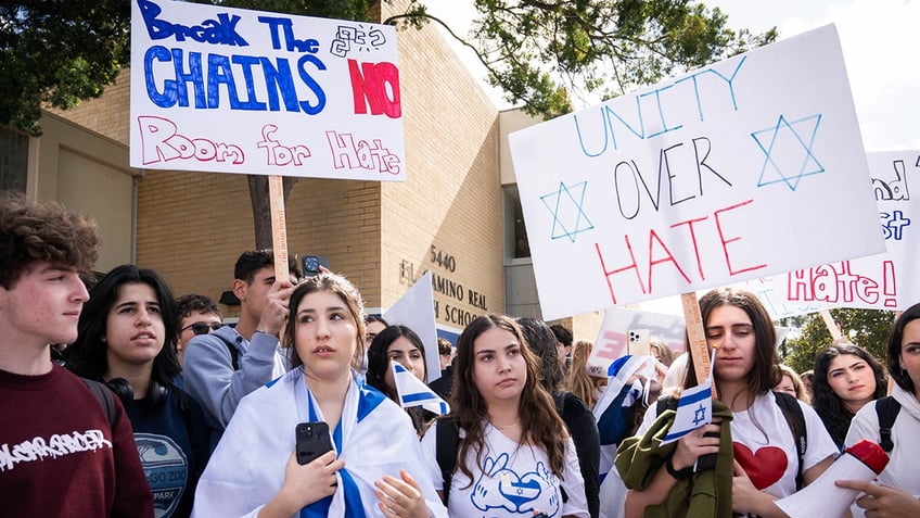 Jewish students at a school protest