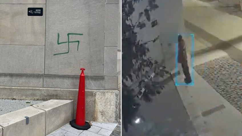 Swastika side-by-side with suspect