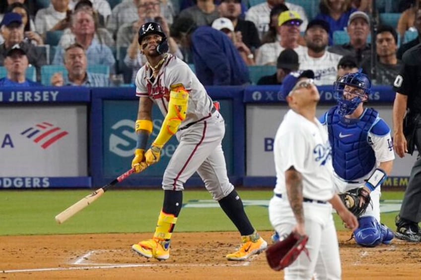 acuna homers again and steals another base fried stifles dodgers as braves win 5th in a row 6 3