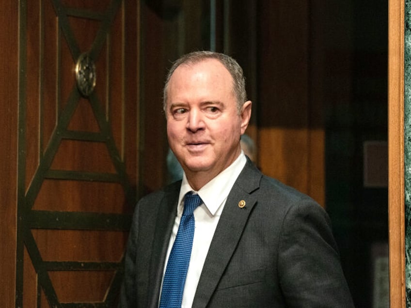 Sen. Adam Schiff (D-CA) arrives for Senate Banking, Housing, and Urban Affairs Committee h